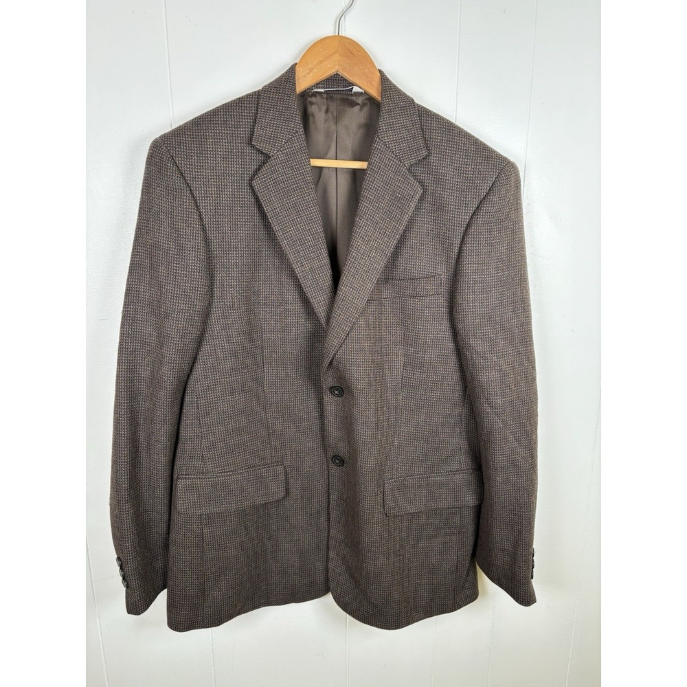 Pronto Uomo 100% Lambswool 38S Short Brown Tweed Mens Blazer Sport Coat